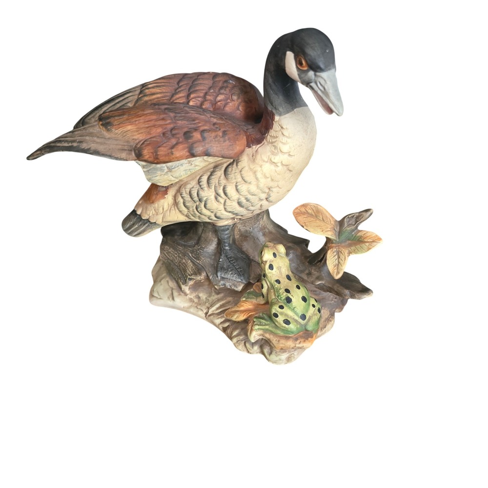 Royal Crown Canada Goose and Frog Porcelain Figurine J Byron Signed Wildlife Art